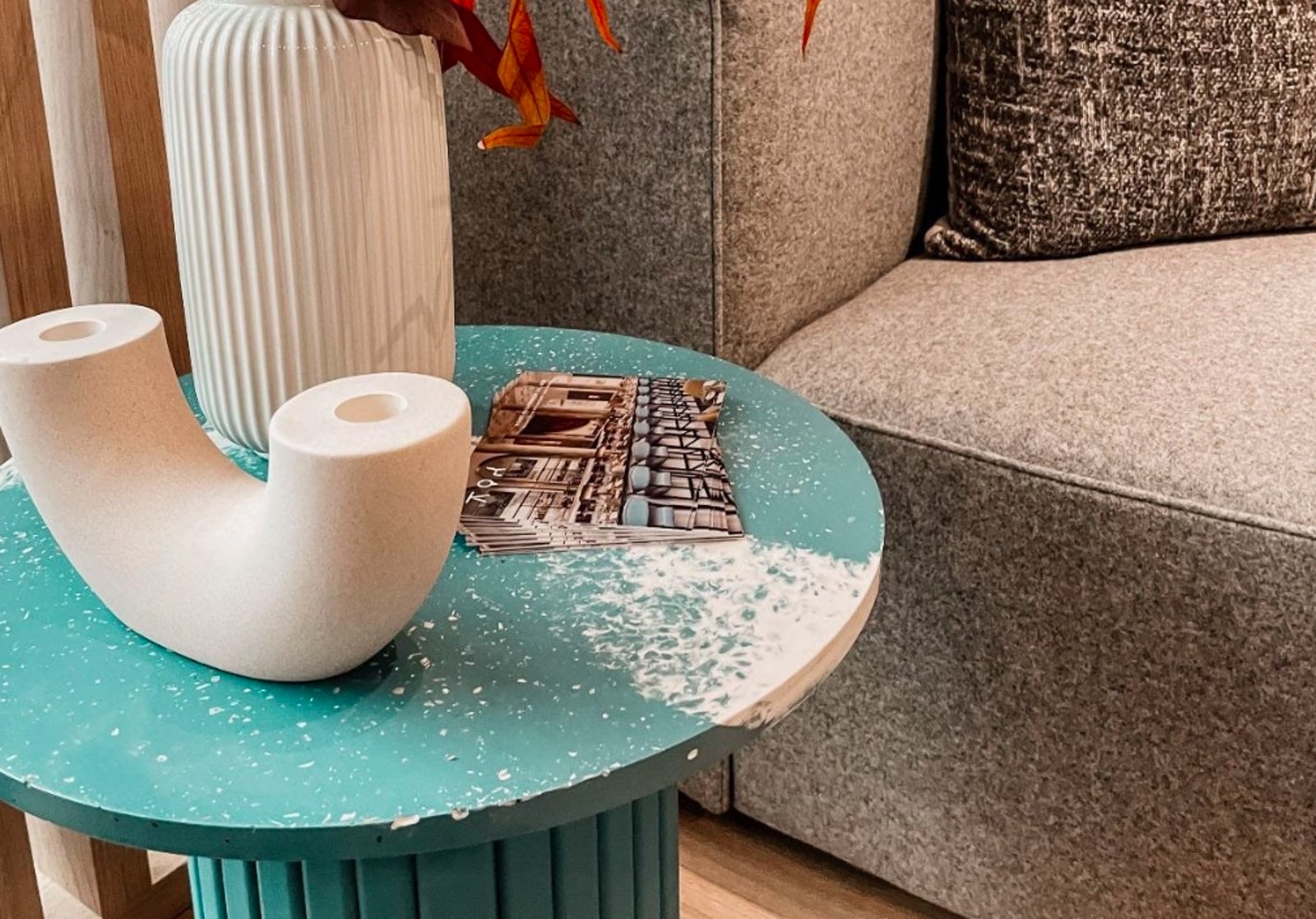 a table made from waste