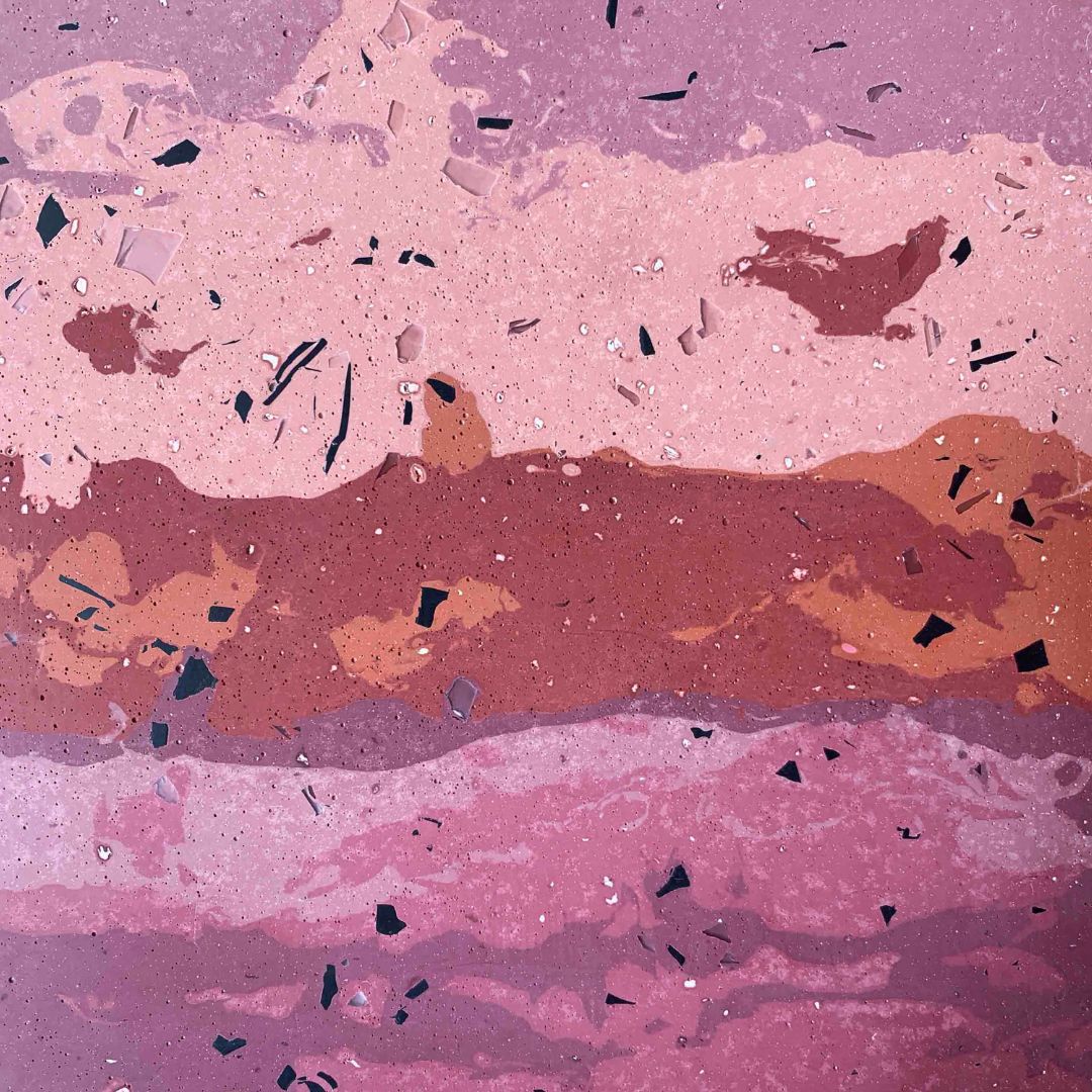 a pink and purple recycled plastic surface