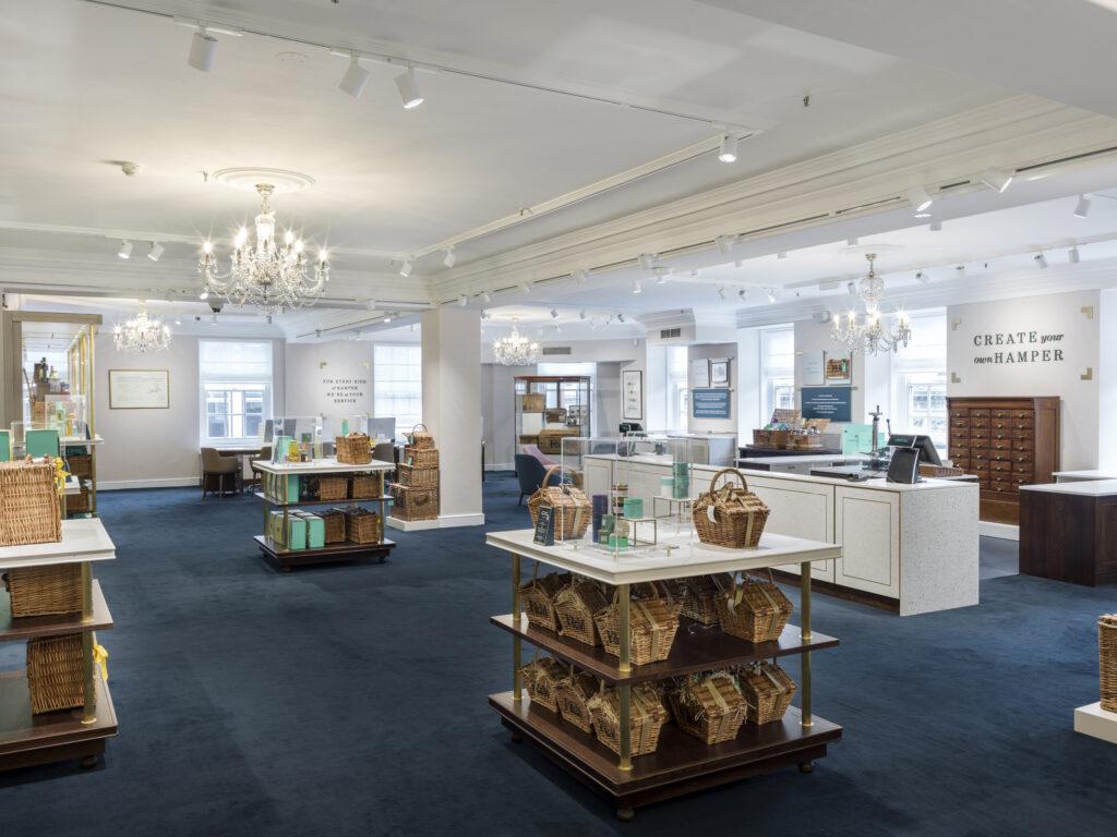 Sustainable Retail Design at Fortnum & Mason - fixtures made from shell waste