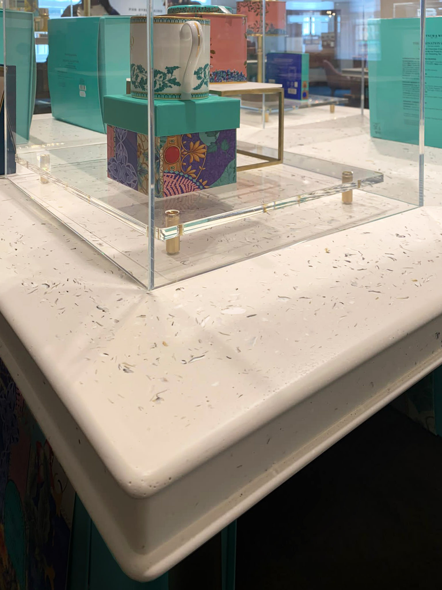 Sustainable Retail Design at Fortnum & Mason - fixtures made from shell waste