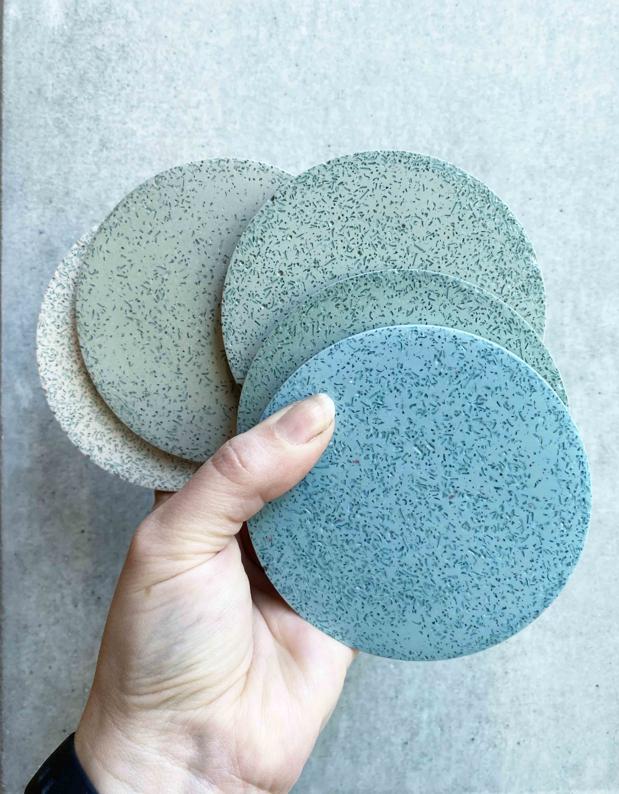 samples process of custom table tops made from waste