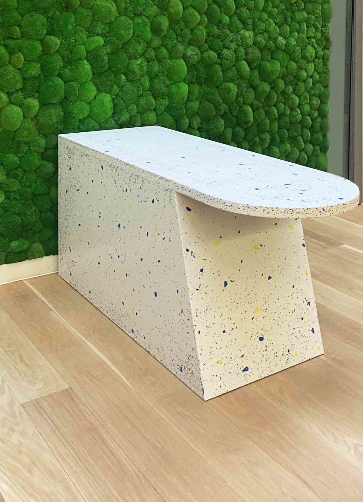 Reception Desk made from plastic waste by Spared