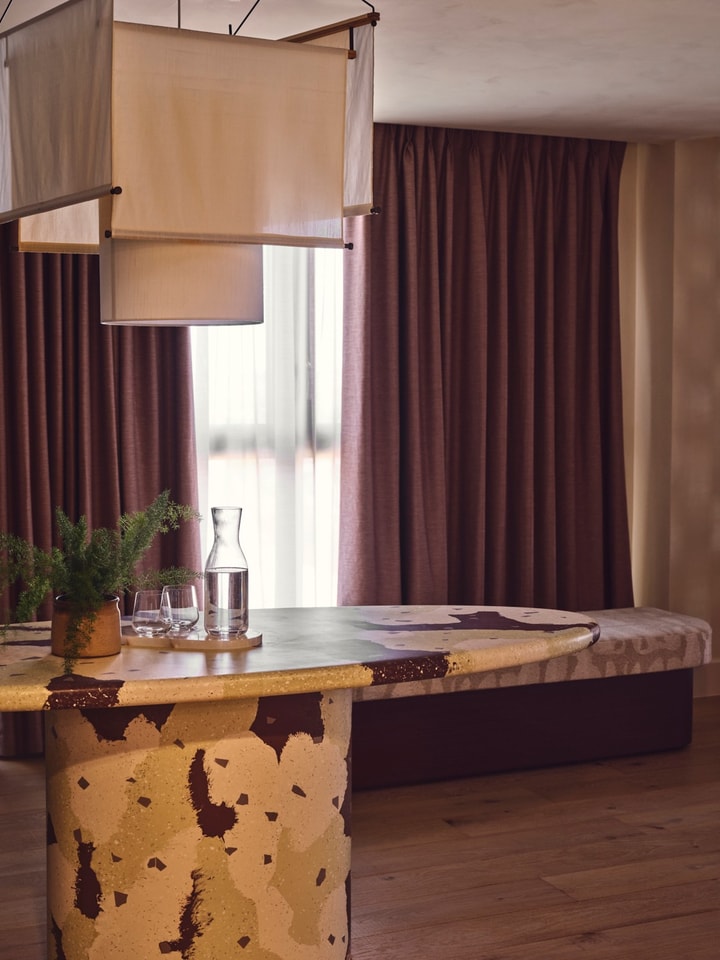 a table made with recycled plastic by Spared - the sessile london