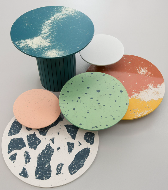 series of waste-based table tops